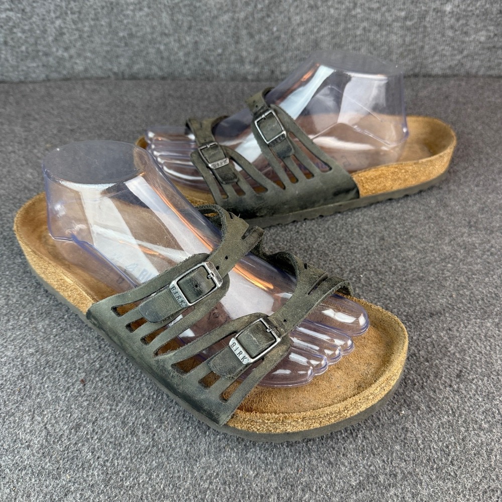 Birkenstock‎ Granada Sandals Womens 41 Charcoal Gray Suede Leather Buckle Straps
